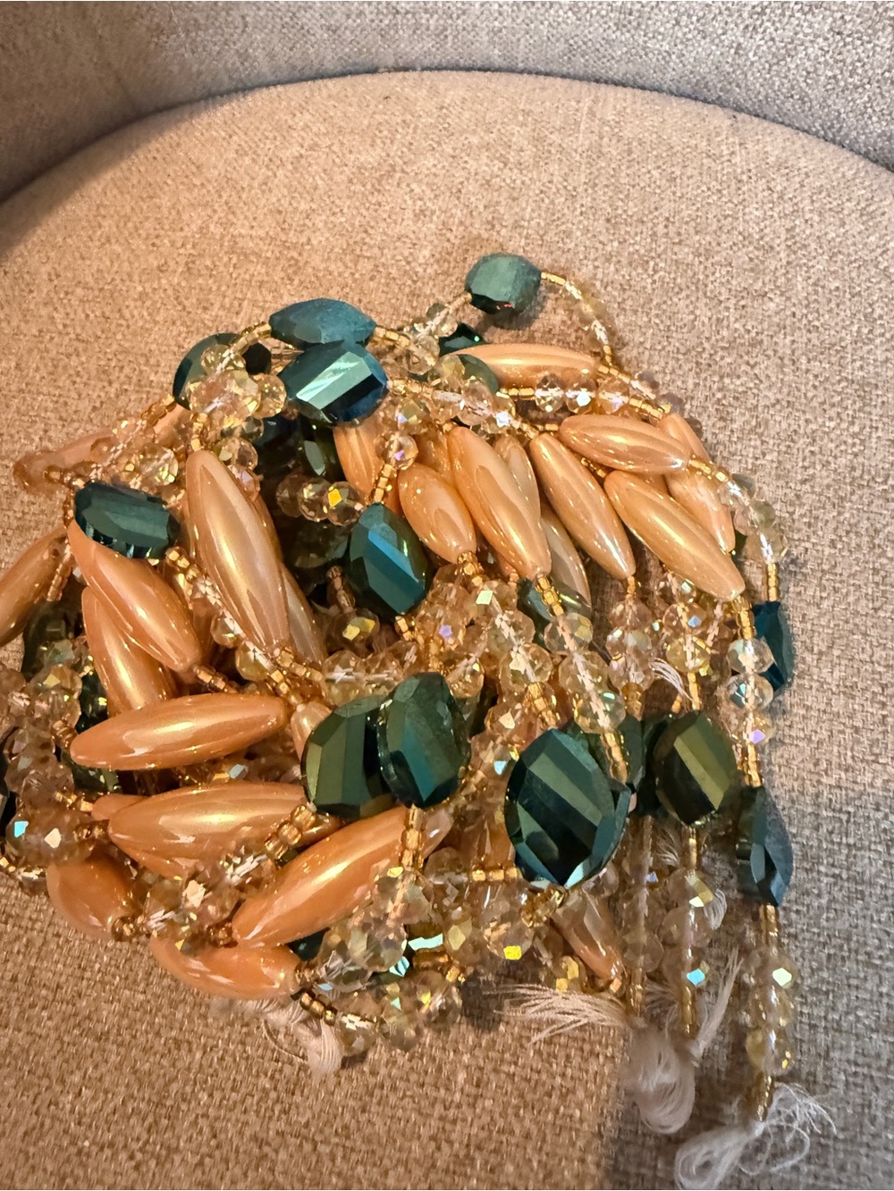 African Gold and Emerald Beaded body adormnent - Women's Accessories